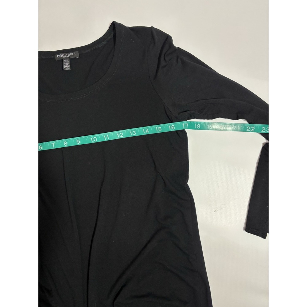 Eileen Fisher‎ Petite Black Long Sleeve Tunic Top Dress PM Classic Minimalist - Picture 8 of 9